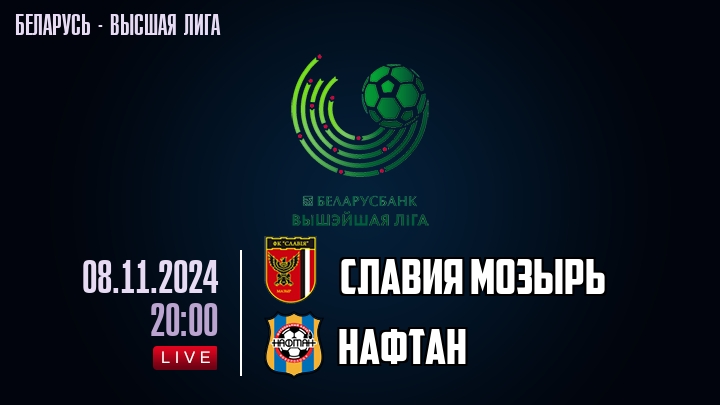 Славия Мозырь - Нафтан - смотреть онлайн 8 ноября 2024