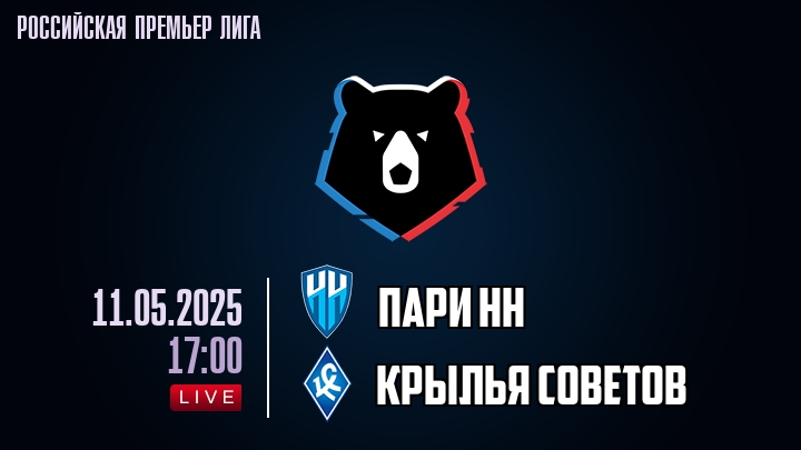 Пари НН - Крылья Советов - смотреть онлайн 11 мая 2025