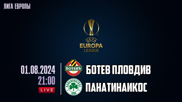 Ботев Пловдив - Панатинаикос - смотреть онлайн 1 августа 2024
