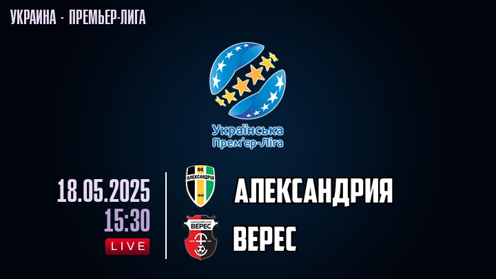 Александрия — Верес, смотреть онлайн 18 мая 2025