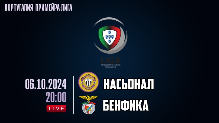 Насьонал - Бенфика - смотреть онлайн 6 октября 2024