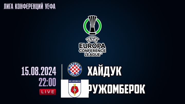 Хайдук - Ружомберок - смотреть онлайн 15 августа 2024