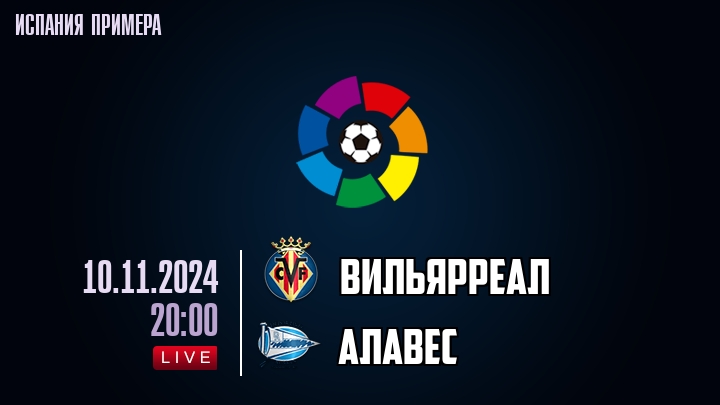 Вильярреал - Алавес - смотреть онлайн 10 ноября 2024