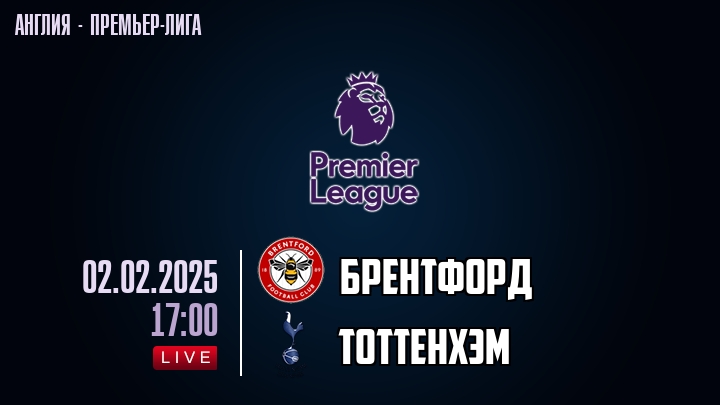 Брентфорд — Тоттенхэм, смотреть онлайн 2 февраля 2025