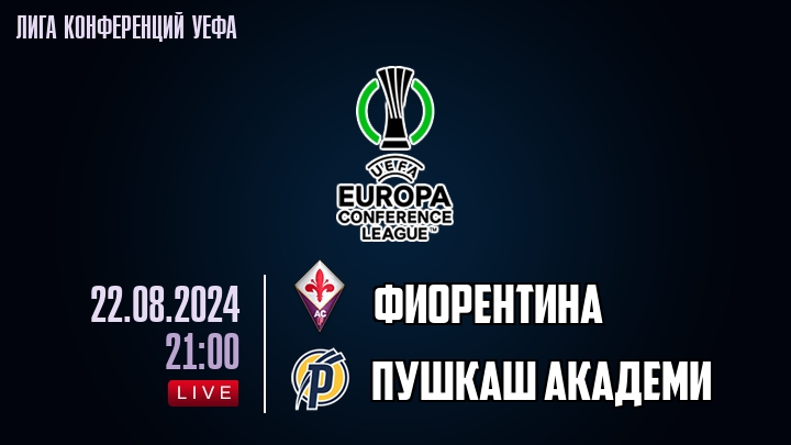 Фиорентина - Пушкаш Академи - смотреть онлайн 22 августа 2024