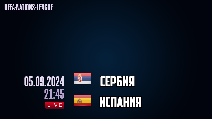 Сербия - Испания - смотреть онлайн 5 сентября 2024