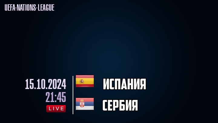 Испания - Сербия - смотреть онлайн 15 октября 2024