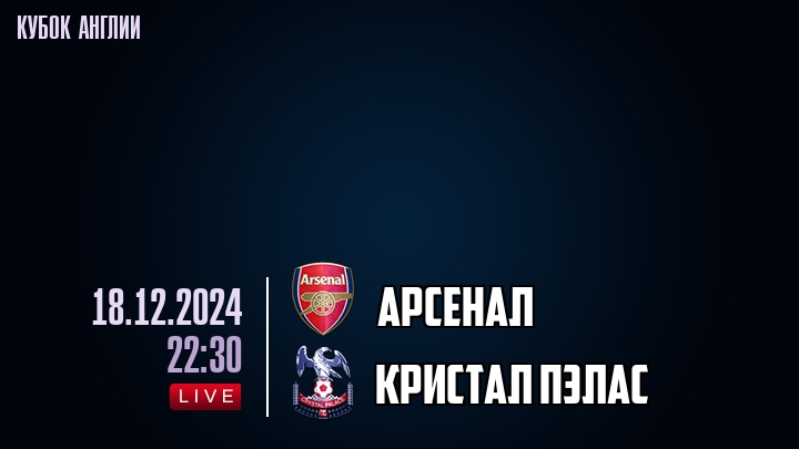 Арсенал - Кристал Пэлас - смотреть онлайн 18 декабря 2024