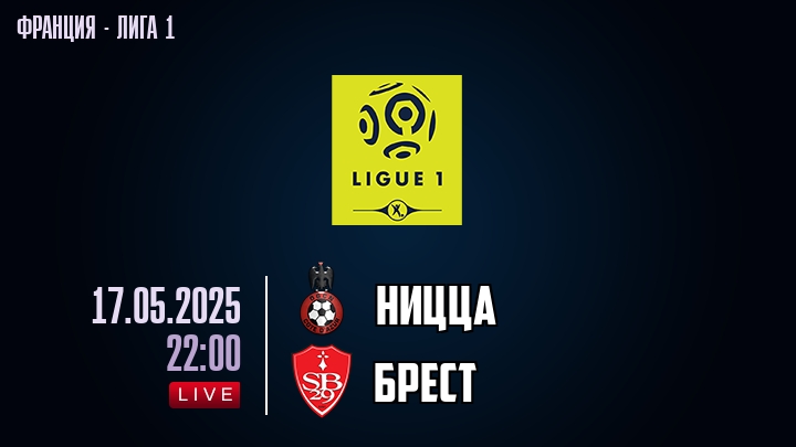 Ницца — Брест, смотреть онлайн 17 мая 2025
