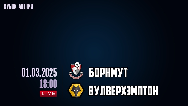 Борнмут — Вулверхэмптон, смотреть онлайн 1 марта 2025