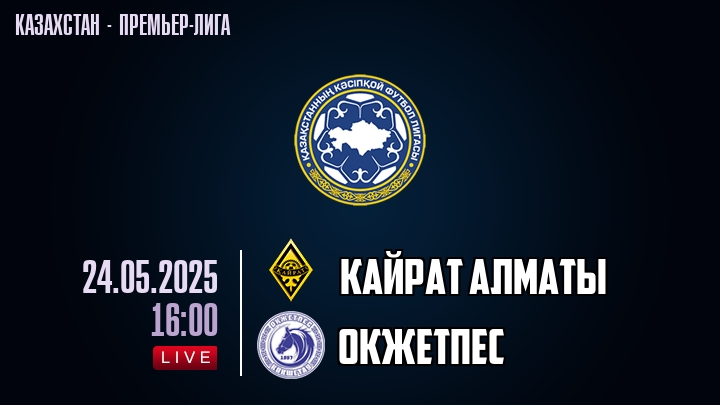 Кайрат Алматы — Окжетпес, смотреть онлайн 24 мая 2025