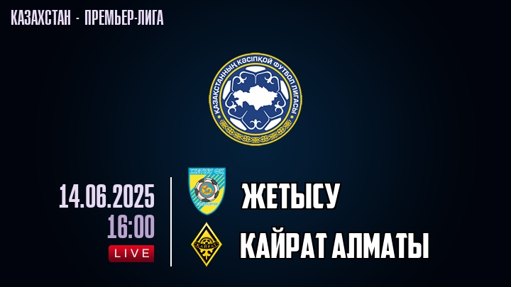 Жетысу — Кайрат Алматы, смотреть онлайн 14 июня 2025