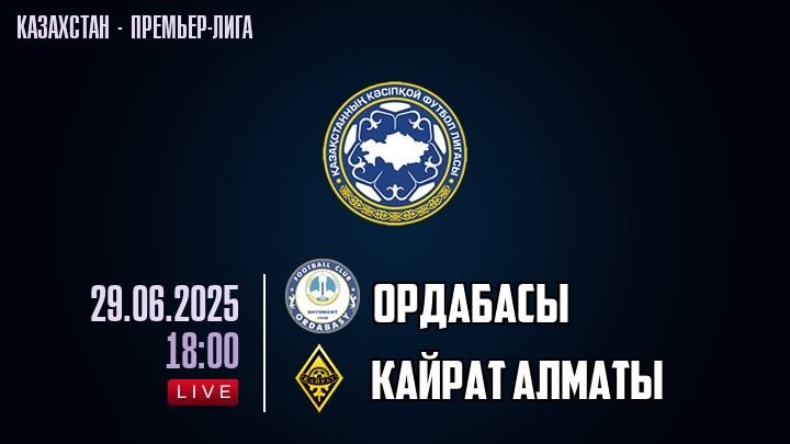 Ордабасы — Кайрат Алматы, смотреть онлайн 29 июня 2025