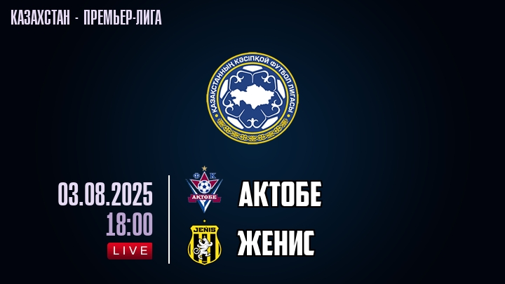 Актобе — Женис, смотреть онлайн 3 августа 2025