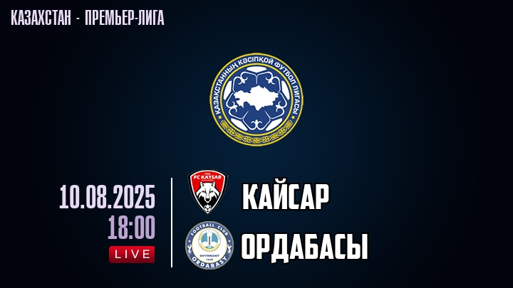 Кайсар — Ордабасы, смотреть онлайн 10 августа 2025