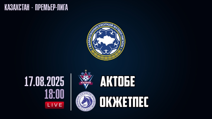 Актобе — Окжетпес, смотреть онлайн 17 августа 2025