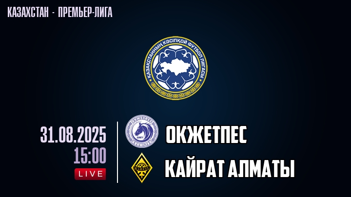 Окжетпес — Кайрат Алматы, смотреть онлайн 31 августа 2025