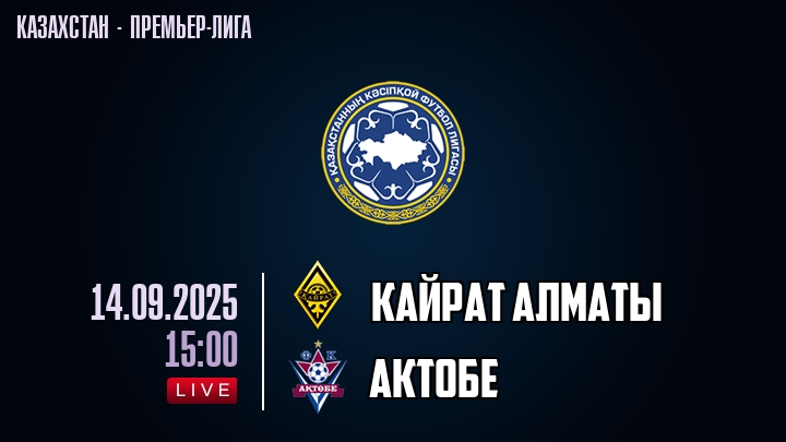 Кайрат Алматы — Актобе, смотреть онлайн 14 сентября 2025