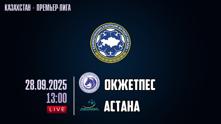 Окжетпес — Астана, смотреть онлайн 28 сентября 2025