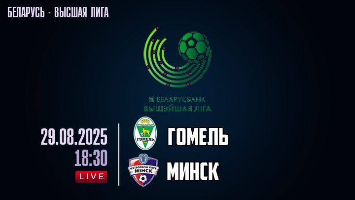 Гомель — Минск, смотреть онлайн 29 августа 2025
