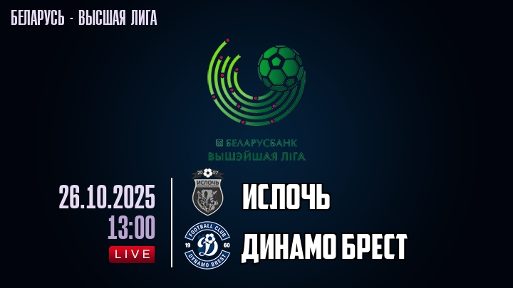 Ислочь — Динамо Брест, смотреть онлайн 26 октября 2025