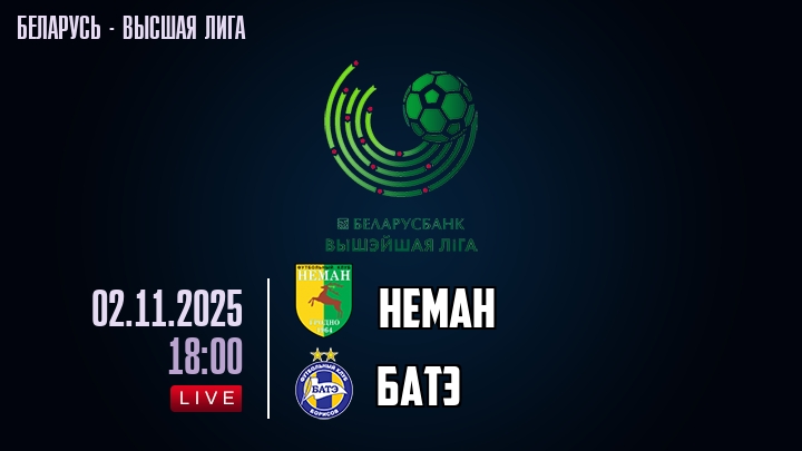 Неман — БАТЭ, смотреть онлайн 2 ноября 2025