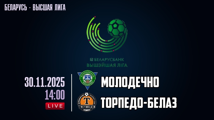 Молодечно — Торпедо-БелАЗ, смотреть онлайн 29 ноября 2025