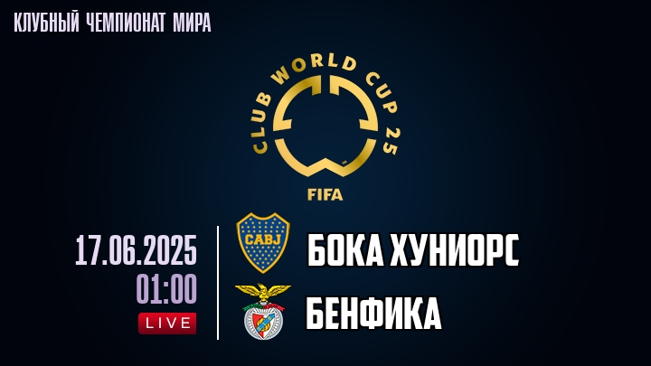 Бока Хуниорс — Бенфика, смотреть онлайн 17 июня 2025