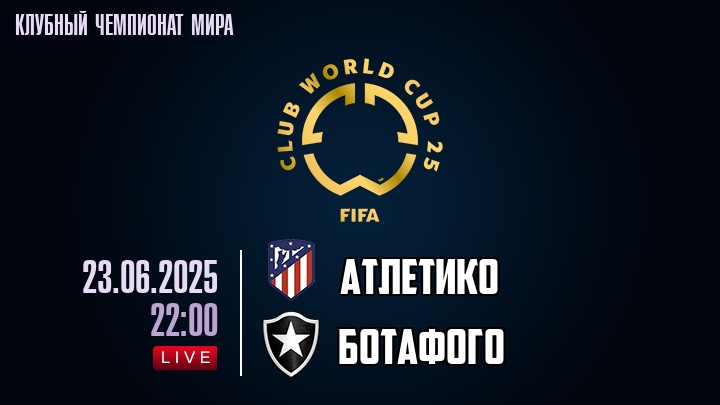 Атлетико — Ботафого, смотреть онлайн 23 июня 2025