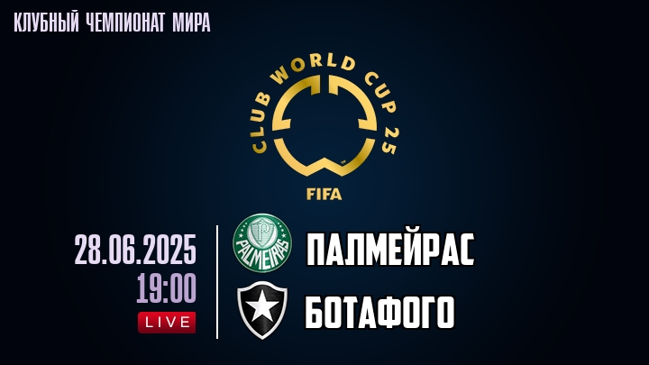 Палмейрас — Ботафого, смотреть онлайн 28 июня 2025