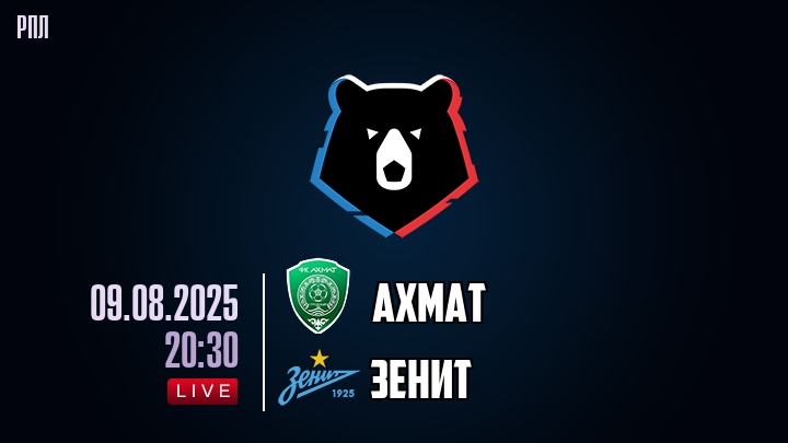 Ахмат — Зенит, смотреть онлайн 9 августа 2025