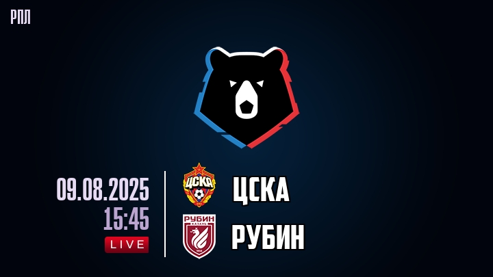 ЦСКА — Рубин, смотреть онлайн 9 августа 2025