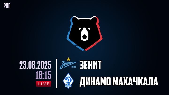 Зенит — Динамо Махачкала, смотреть онлайн 23 августа 2025