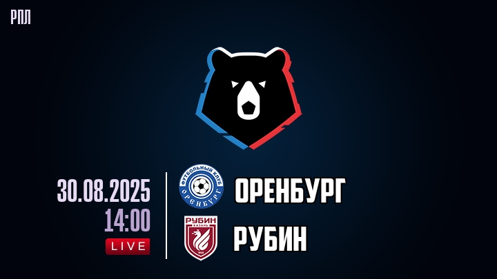 Оренбург — Рубин, прогноз матча от 30 августа 2025