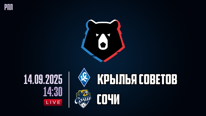 Крылья Советов — Сочи, смотреть онлайн 14 сентября 2025