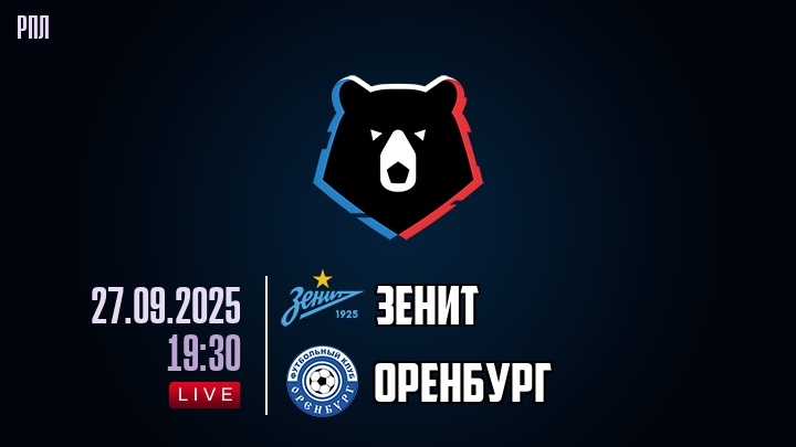 Зенит — Оренбург, прогноз матча от 27 сентября 2025