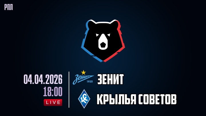 Зенит — Крылья Советов, смотреть онлайн 4 апреля 2026