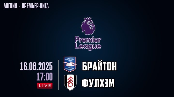 Брайтон — Фулхэм, смотреть онлайн 16 августа 2025