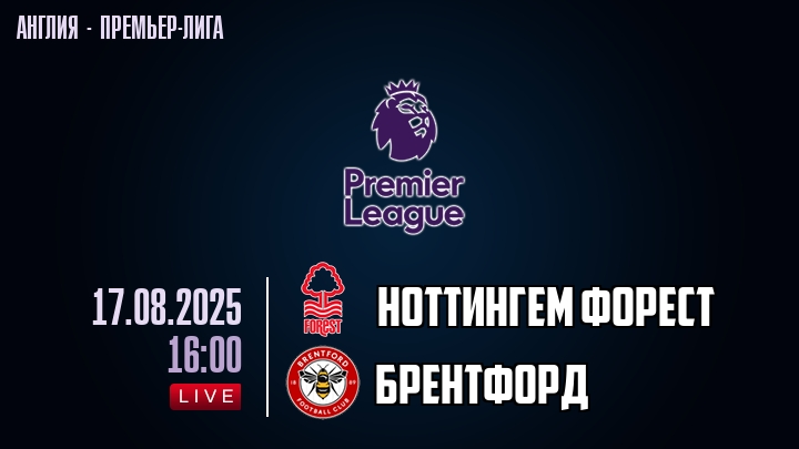 Ноттингем Форест — Брентфорд, смотреть онлайн 17 августа 2025