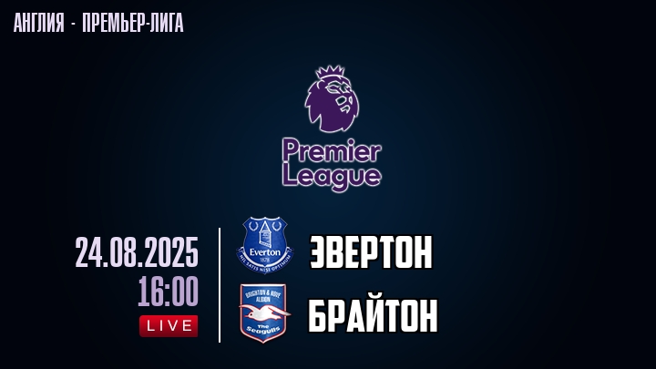 Эвертон — Брайтон, смотреть онлайн 24 августа 2025