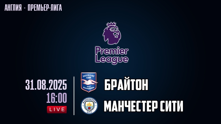 Брайтон — Манчестер Сити, смотреть онлайн 31 августа 2025