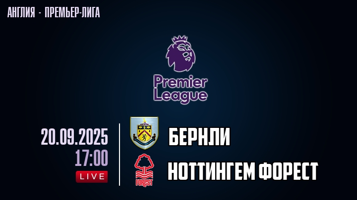 Бернли — Ноттингем Форест, смотреть онлайн 20 сентября 2025