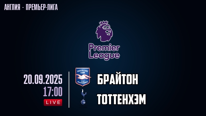 Брайтон — Тоттенхэм, смотреть онлайн 20 сентября 2025