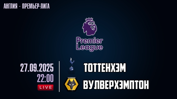 Тоттенхэм — Вулверхэмптон, прогноз матча от 27 сентября 2025