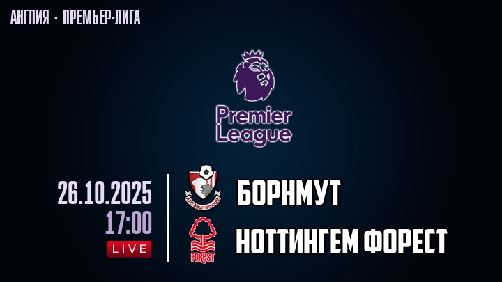 Борнмут — Ноттингем Форест, смотреть онлайн 26 октября 2025