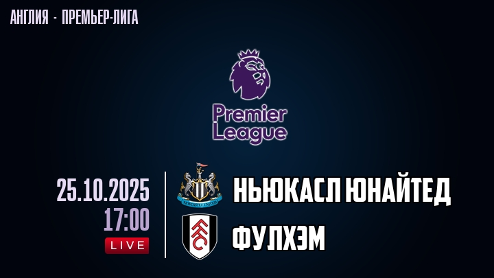 Ньюкасл Юнайтед — Фулхэм, смотреть онлайн 25 октября 2025