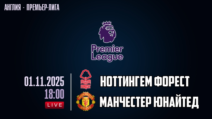 Ноттингем Форест — Манчестер Юнайтед, смотреть онлайн 1 ноября 2025