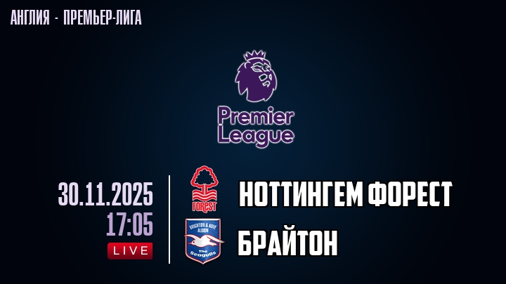 Ноттингем Форест — Брайтон, смотреть онлайн 29 ноября 2025