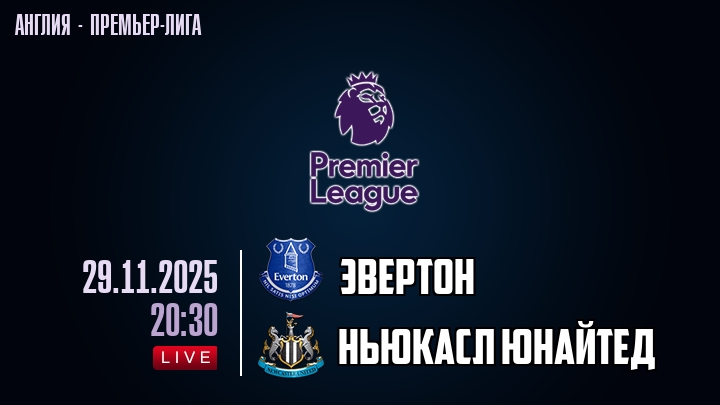 Эвертон — Ньюкасл Юнайтед, смотреть онлайн 29 ноября 2025