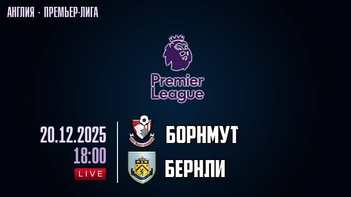 Борнмут — Бернли, смотреть онлайн 20 декабря 2025